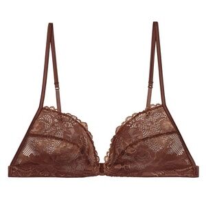 NWT Savage x Fenty Floral Lace Triangle Bralette Size Large Copper Brown Bra